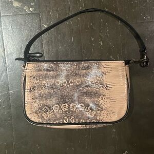 Donald J. Pliner Beige and Black Snake Print Shoulder Bag